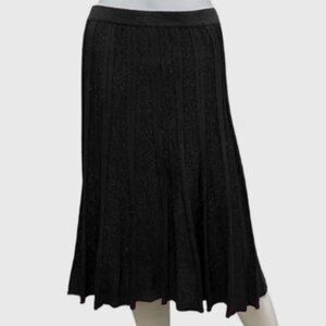 Vivienne Tam Black Ribbed Rayon A-Line Circle Skirt Size S